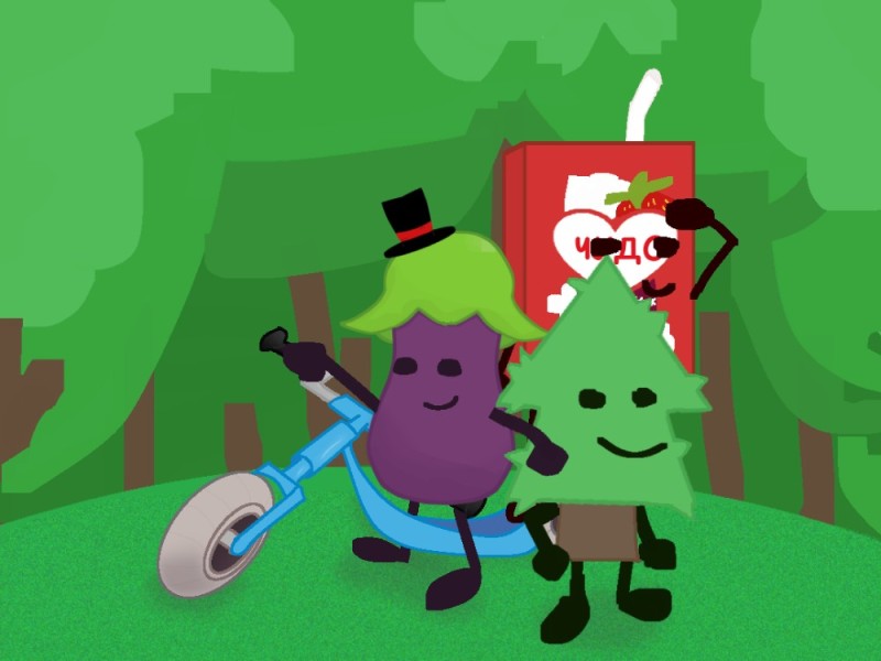 Создать мем: bfdi ice cube, bfb гром, bfdi firey and leafy