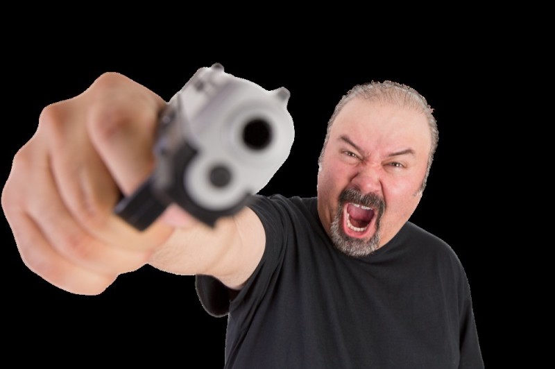 Создать мем: пистолет нацеленный на тебя, угрожает пистолетом, пистолет