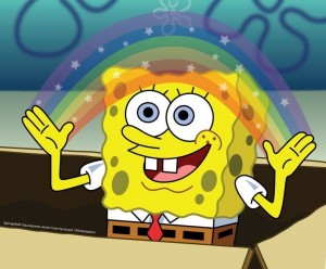 Create meme: spongebob rainbow, sponge Bob square pants, imagination spongebob