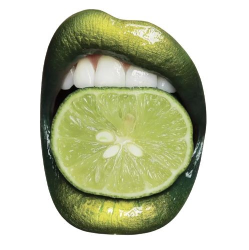 Create meme: green lips, lips and lime, lips with fruit