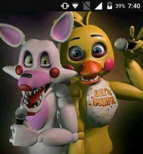 Create meme: The mangle and toy Chica