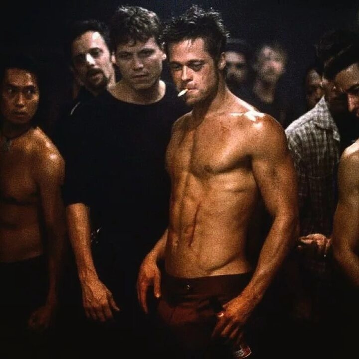 Create meme: fight club brad pitt, Brad Pitt fighting, Brad pitt fight club torso