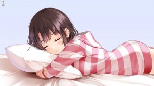 Создать мем: обои спящая аниме тян, спит аниме, аниме девушка лежит на животе