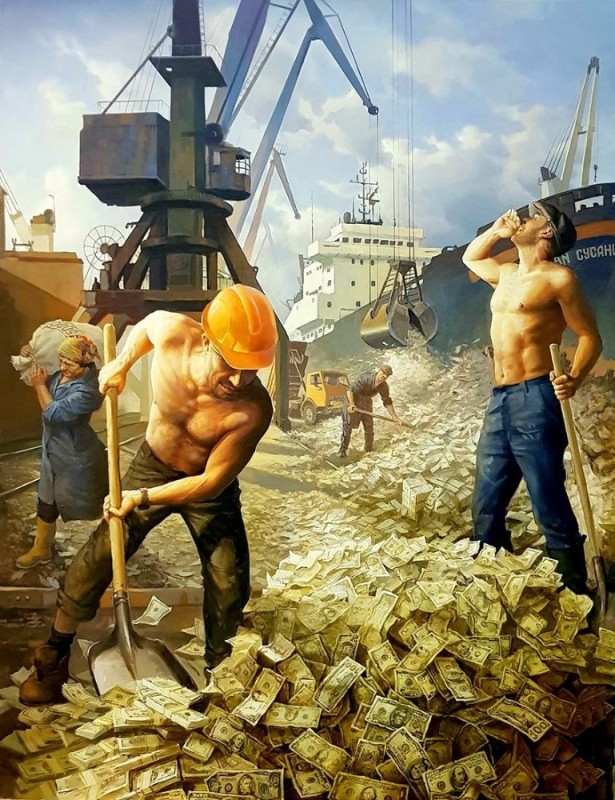 Create meme: artist stanislav plutenko paintings 2018, crime money laundering, money 