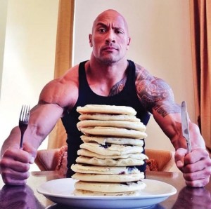 Создать мем: дуэйн скала джонсон с блинами, the rocks cheat day, дуэйн джонсон