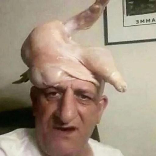 Создать мем: курица с головой человека, лицо деда, смешные старики