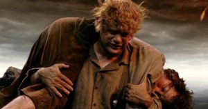 Create meme: Samwise Gamgee, Frodo Baggins, Sam carries Frodo