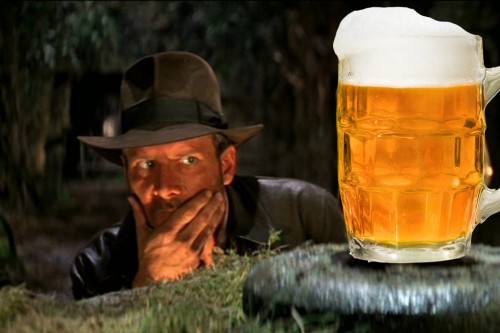 Create meme "Indiana Jones and the beer (raiders of the lost ark
