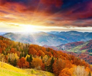 Create meme: autumn leaves, mountain, good morning fall pictures