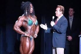 Create meme: Iris Kyle, who you thing Schwarzenegger, photos with Arnold Schwarzenegger who do you thing