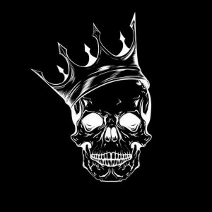 Create meme: skull with crown on black background, skull with crown