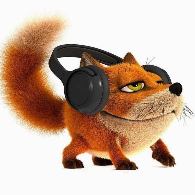 Create meme: fox wearing headphones, Tijoy the fox cub, Tijoe the fox