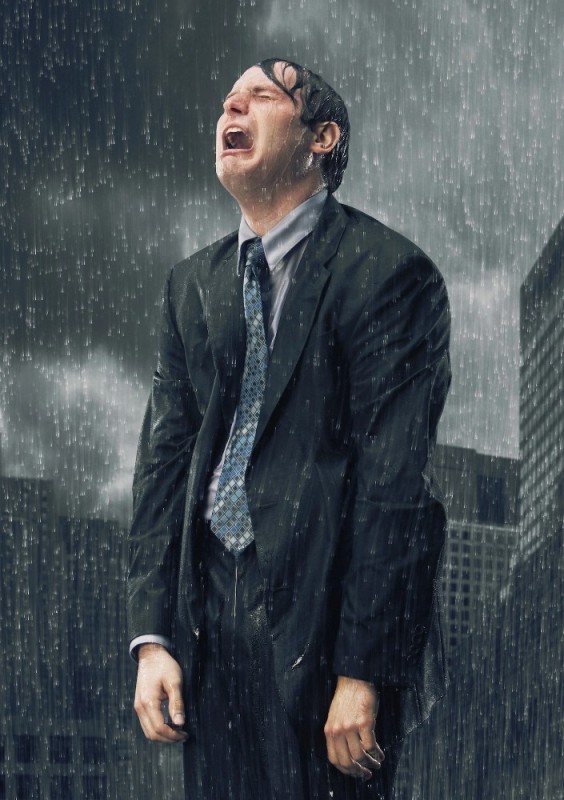 Create meme: in the rain, rain man, a man in the rain