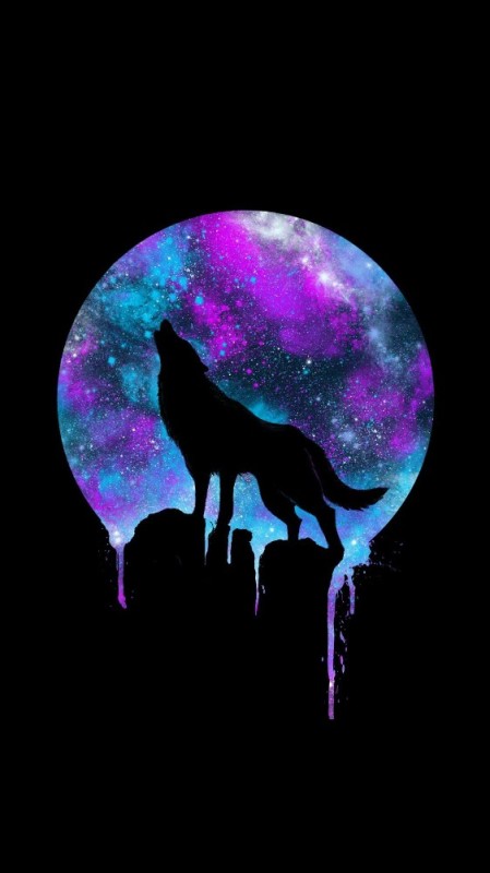 Create meme: wolf space, wolf howling at the moon, neon wolf and the moon