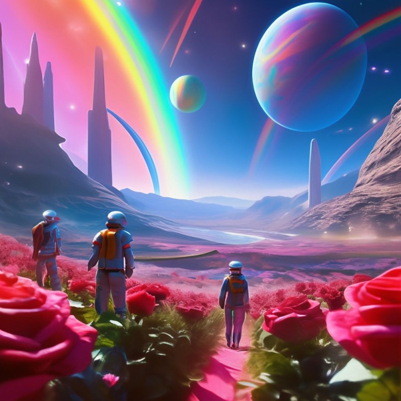 Create meme: rainbow planet, The world of planets, space travelers