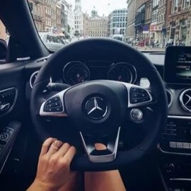 Create meme: Mercedes Benz with 63 amg at the wheel, the girl driving the Mercedes, driving a Mercedes