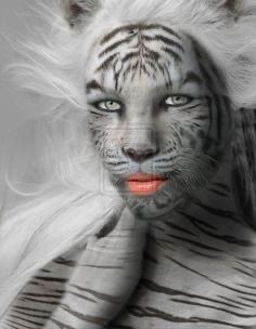 Create meme: The tiger is white, tiger rrrr, Make-up tiger