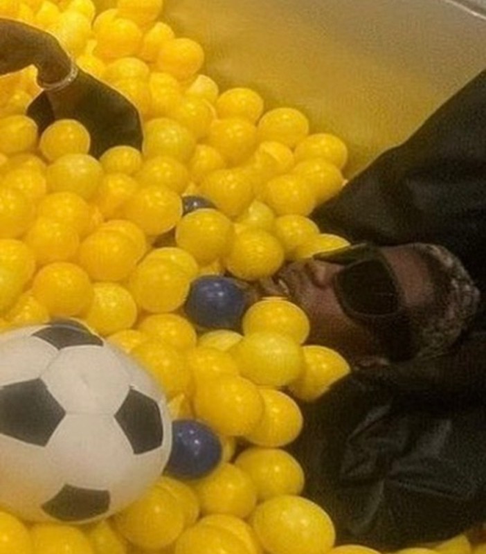 Create meme: yellow , pool with balls, people 