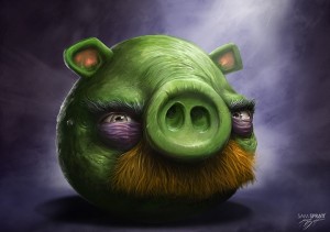 Создать мем: angry birds pig 4k, realistic angry birds, свин король из энгри бёрдс