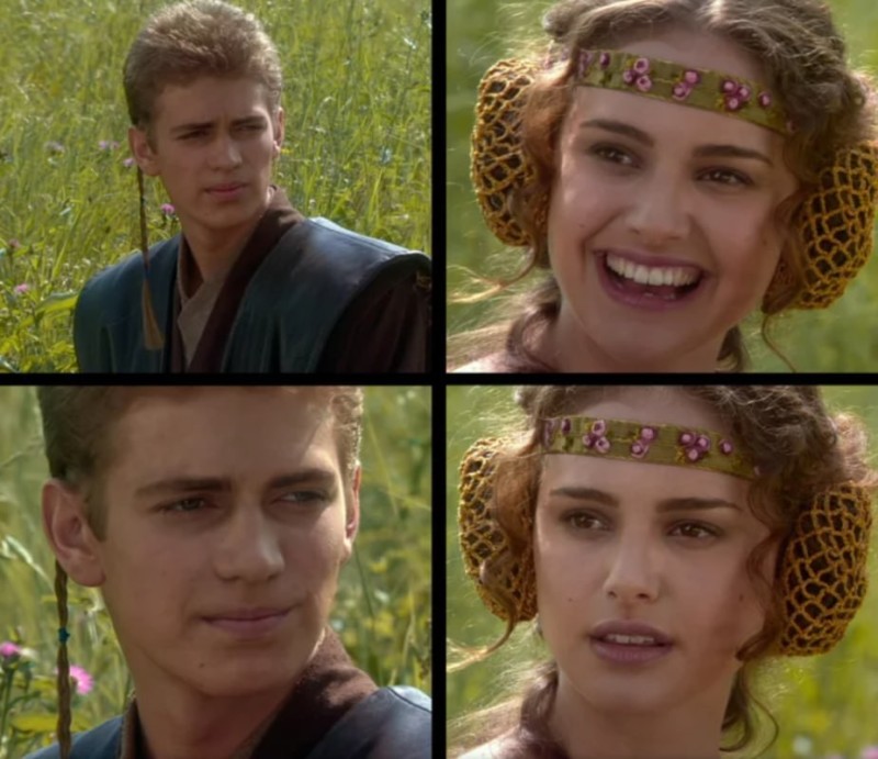 Create meme: meme Anakin and Padme on a picnic, anakin and padme meme, Anakin and Padme on a picnic