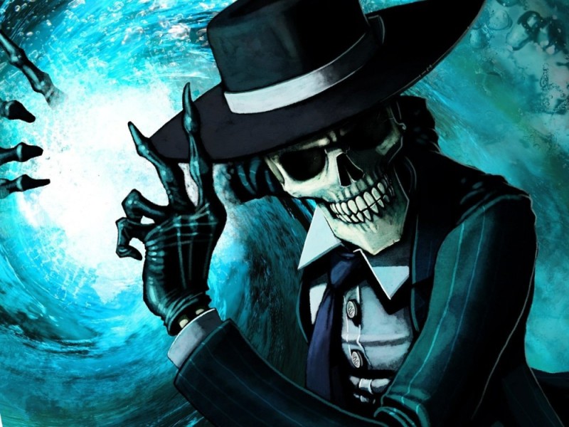 Create meme: skulduggery, skeleton in costume art, the skeleton in the hat