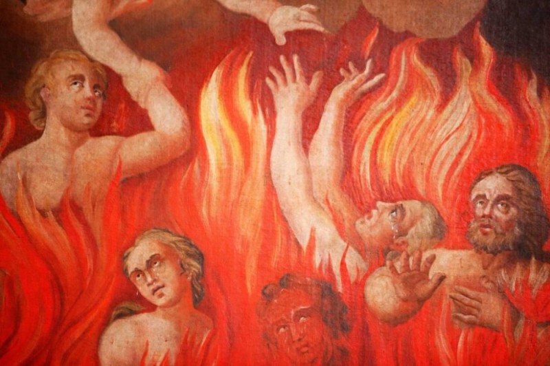 Create meme: torment sinners in hell, painting in hell, people are burning in hell