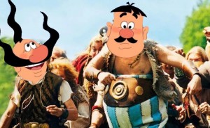 Create meme: Asterix, Asterix and Obelix vs. Caesar