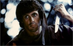 Create meme: Rambo with a knife