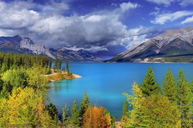 Create meme: lake banff canada, landscape with a lake, nature landscape