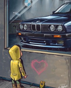 Create meme: the boy looks at the car, BMW car, auto