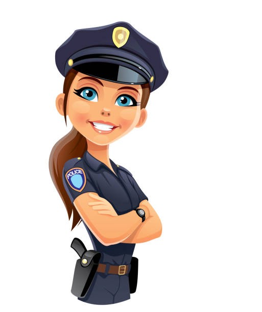 Create meme: cartoon policewoman, female police vector, drawing of a policeman