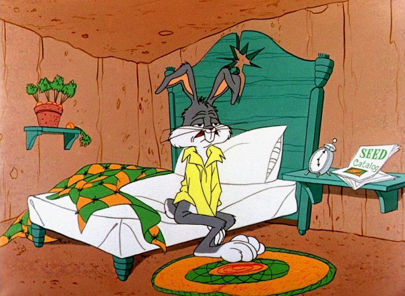 Создать мем: трудно проснуться утром, проснулся утром прикол, bugs bunny мем