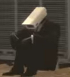 Create meme: working jokes, man box, a man with a box on his head