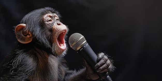 Create meme: The singing monkey, monkeys', chimpanzees 