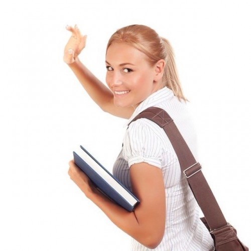 Создать мем: женщина, девушка студент на белом фоне, страница с текстом
