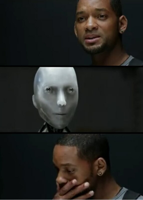 Create meme: I robot memes, will Smith and the robot meme, you're just a robot