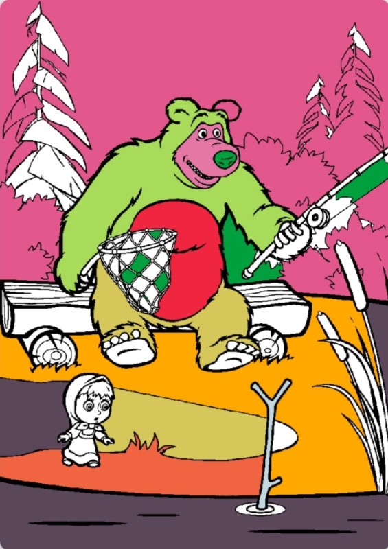 Create meme: masha and the bear game, cartoons masha and the bear coloring pages, bear coloring book
