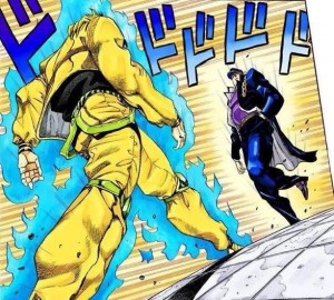 Создать мем: jojo meme dio vs jotaro, джоджо против дио, джо джо идет на дио