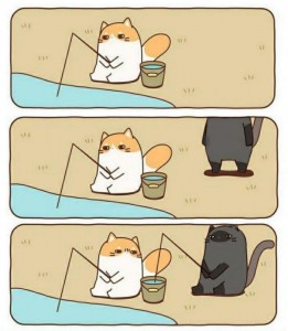Создать мем: смешные комиксы, рисунки для комиксов кошка, японские комиксы про кота