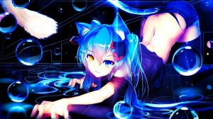 Создать мем: nightcore, мику неко, аниме неко диджей