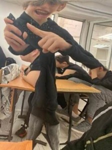 Create meme: meme student, student, feet