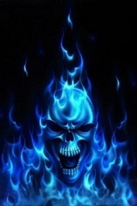 Create meme: flaming skull