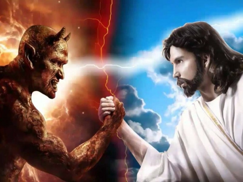 Create meme: God and Satan, God is the devil, Jesus versus the devil