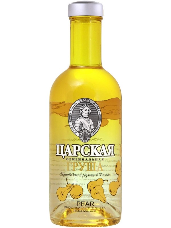 Create meme: vodka tsarskaya pear 0.5, tsarskaya pear vodka, vodka tsarskaya original pear 0.5 l