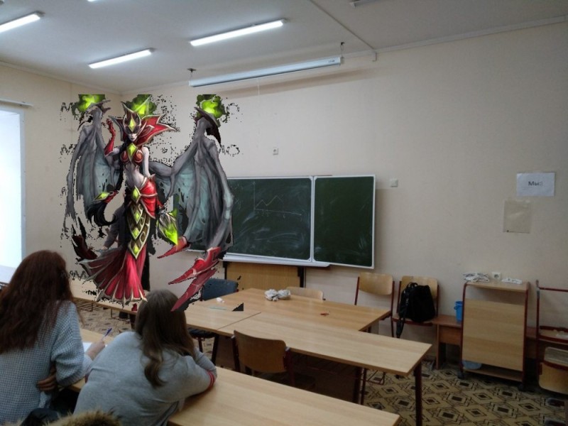 Create meme: in school , art school, paintings on the wall