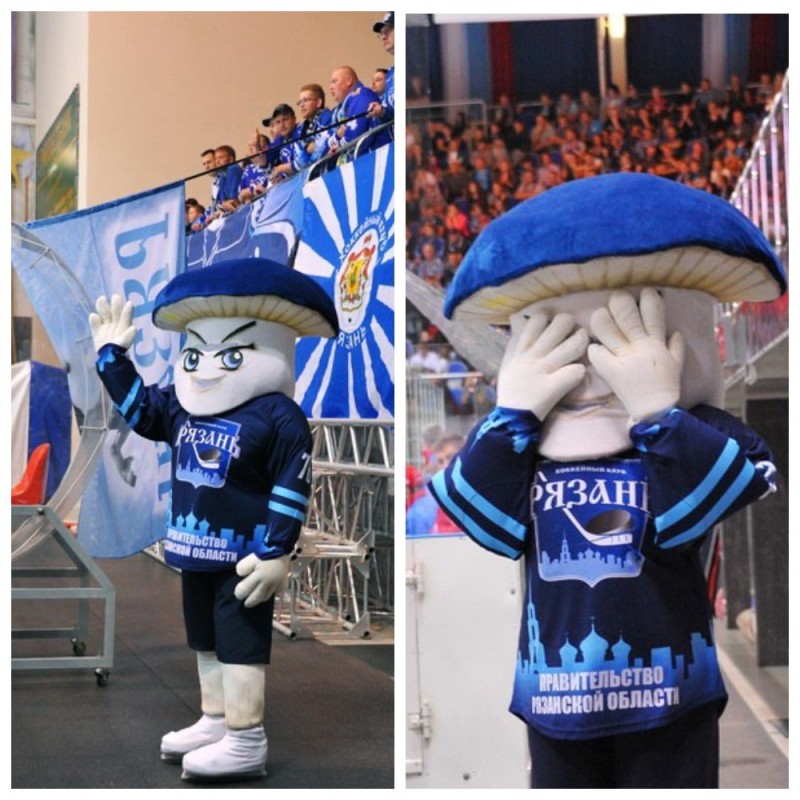 Create meme: the mascot of hc ryazan, mushroom borya hc ryazan, KHL matches 