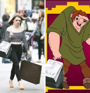 Create meme: fat version, Belle and Quasimodo, Arya stark hunchback