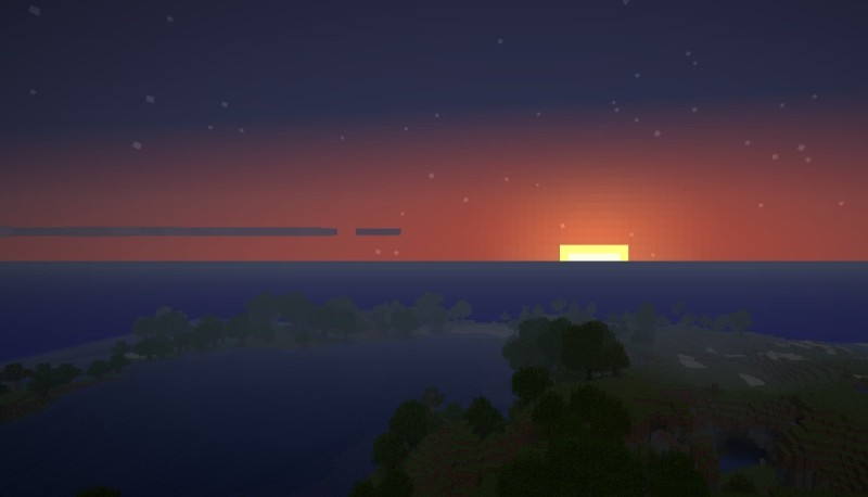 Create meme: sunset in minecraft, minecraft sunset, the sky in minecraft