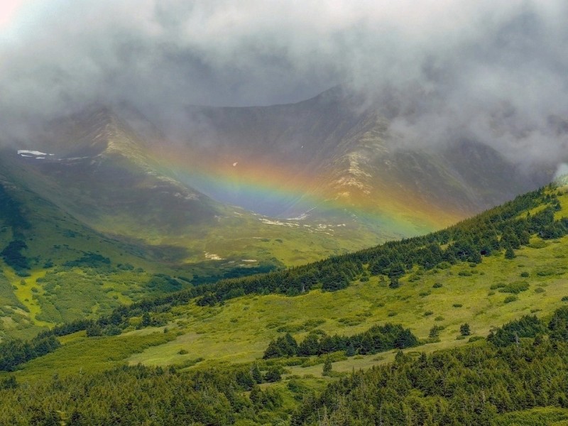 Create meme: rainbow in the mountains, rainbow lake arkhyz, Rainbow Valley