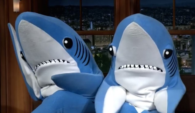 Create meme: left shark, shark meme, mascot shark